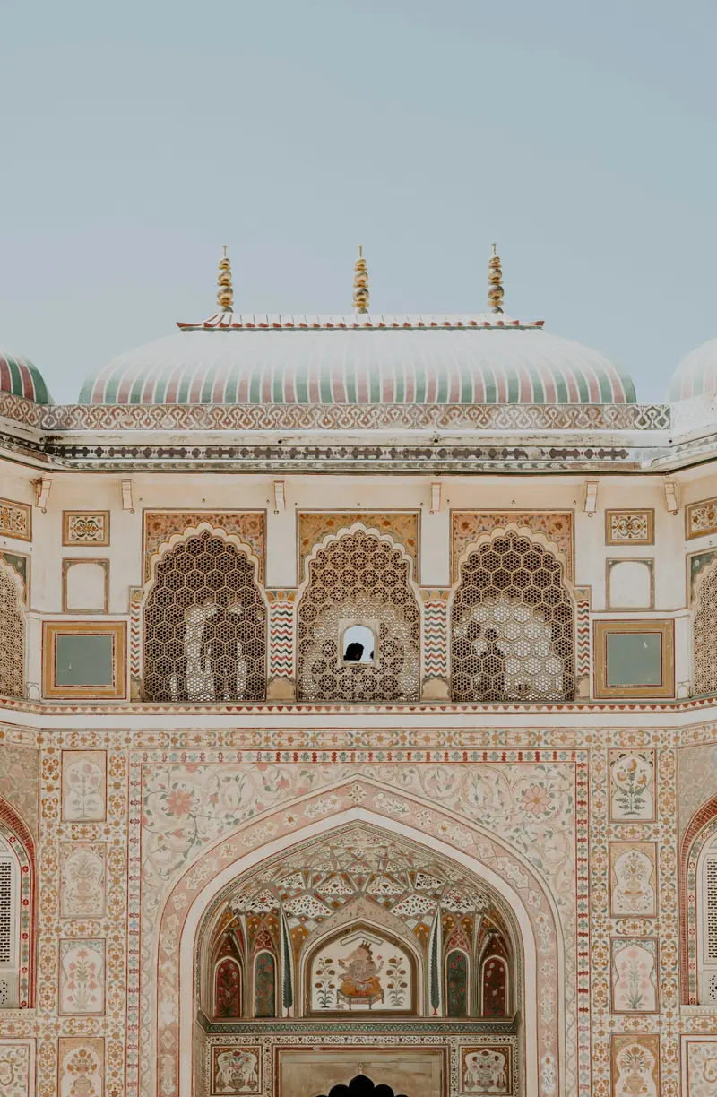 The painted Ganesh Pol gateway inside Amber Fort